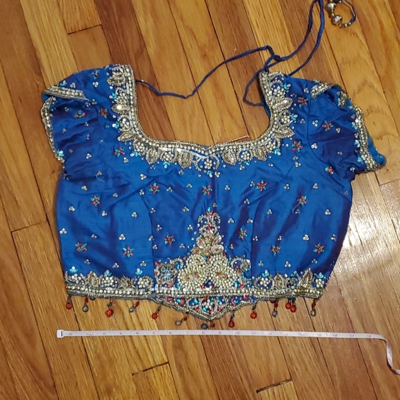 UtsavFashion Blue Raw Silk Lengha Choli w/Dupatta - Picture 2 of 12
